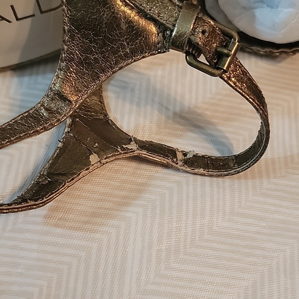 Aldo Metallic Gold Wedge Sandals Women's Size 7.5 - Picture 7 of 8
